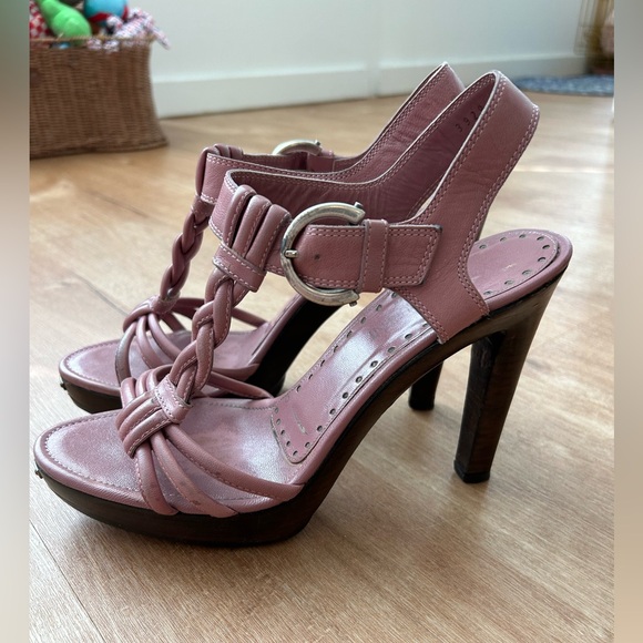 Yves Saint Laurent Vintage Merida 90 Women Strap Heel Sandals Pink - Picture 2 of 11